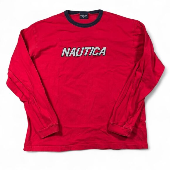Nautica Other - Nautica Long Sleeve Tee Men’s XL Red Cotton Embroidered Logo Vintage